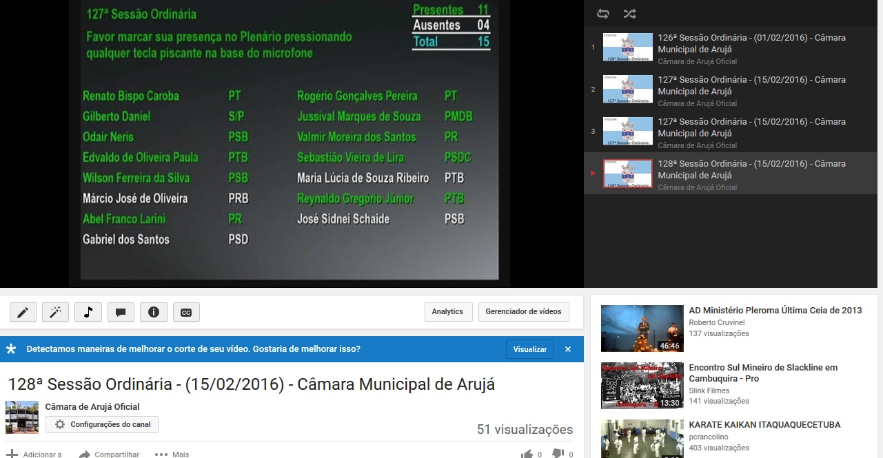 Câmara amplia base de dados do site e investe em transmissões via You Tube