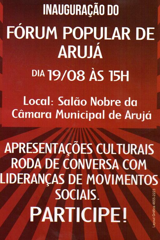 Fórum Popular abre ciclo de debates com evento neste sábado (19/8)